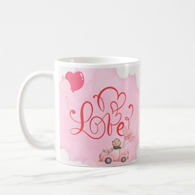Taza De Café El día de San Valentín Bear Pink Mug (Izquierda)