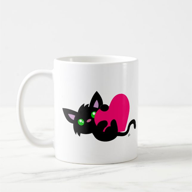 Taza De Café El día de San Valentín Black Kitty Mug (Izquierda)