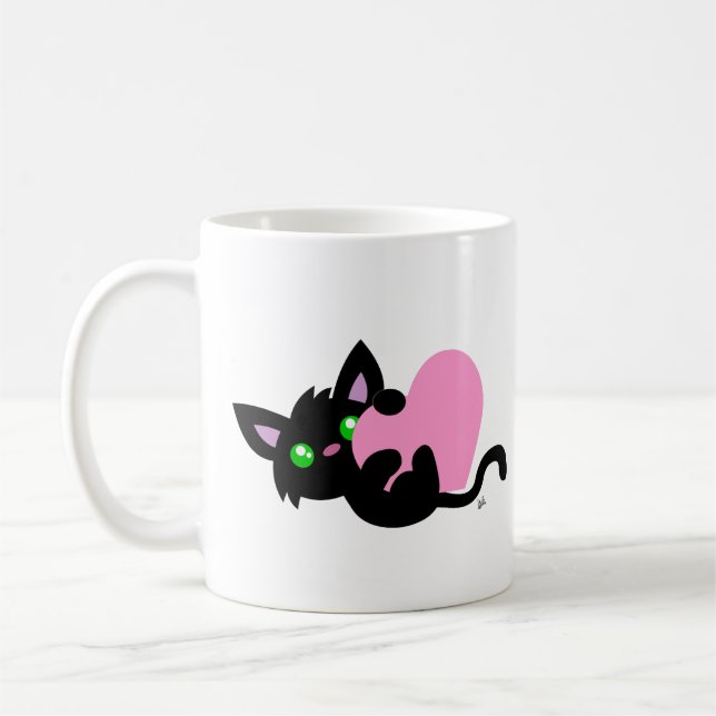 Taza De Café El día de San Valentín Black Kitty Mug (Izquierda)