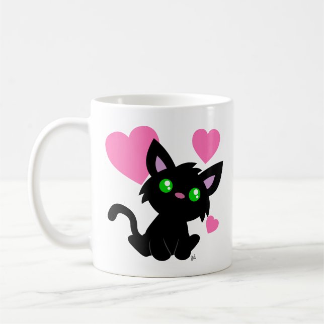 Taza De Café El día de San Valentín Black Kitty Mug (Izquierda)