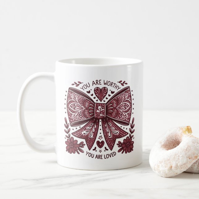 Taza De Café El día de San Valentín Christian Eres digno de Coq (Con donut)