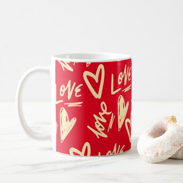 Taza De Café El día de San Valentín Cute Love Hearts (Con donut)