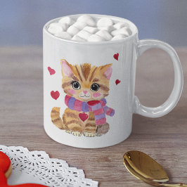 Taza De Café El día de San Valentín de acuarela Kitty