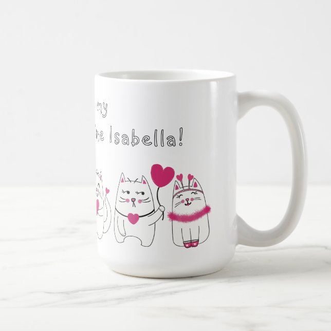 Taza De Café El día de San Valentín de Amantes del Gato Cute (Derecha)