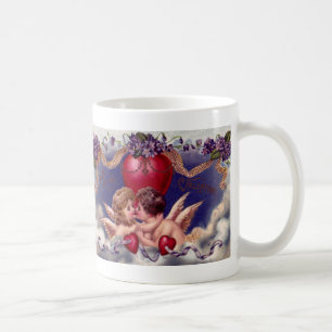 Taza De Café El día de San Valentín de época, Cherubs abrazándo