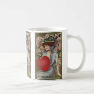 Taza De Café El día de San Valentín de época, dama elegante con