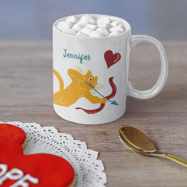 Taza De Café El día de San Valentín de gatos cupido personaliza
