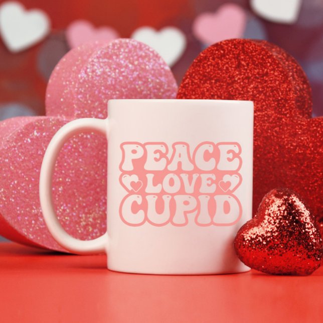 Taza De Café El día de San Valentín de Peace Love Cupid (Subido por el creador)