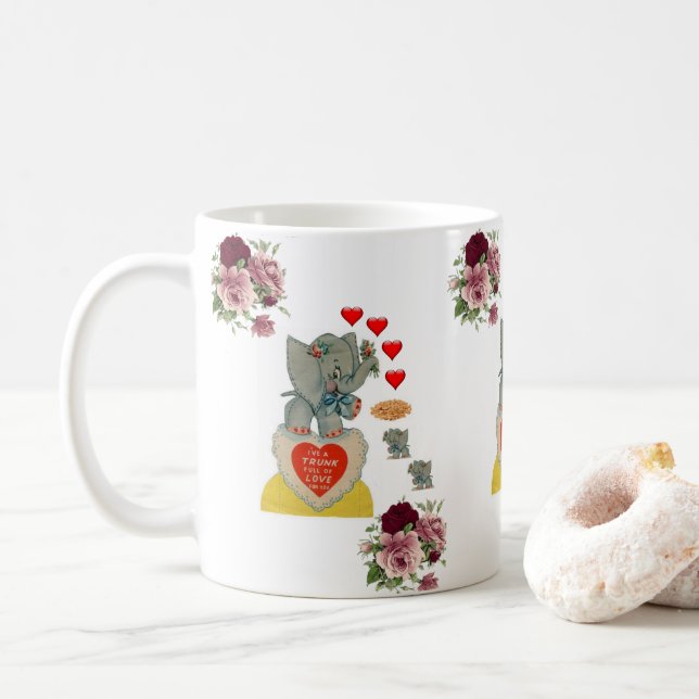 Taza De Café El día de San Valentín Elephant Floral Mugs (Con donut)