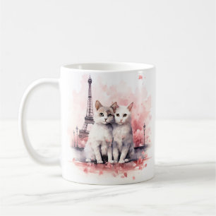 Taza De Café El día de San Valentín en París - Pareja de gatos