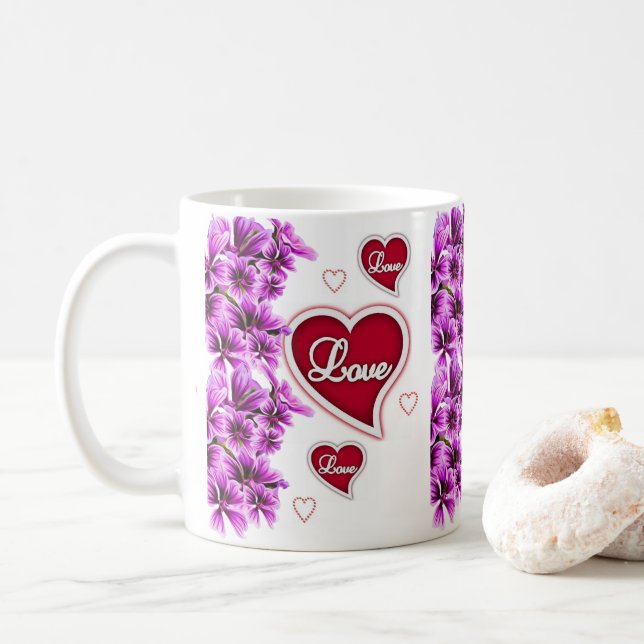 Taza De Café El día de San Valentín Floral Mugs (Con donut)