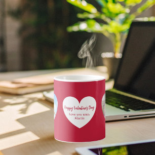 Taza De Café El día de San Valentín fotográfico de corazones bl