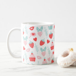 Taza De Café El día de San Valentín Fresa besa Cupcakes Corazon