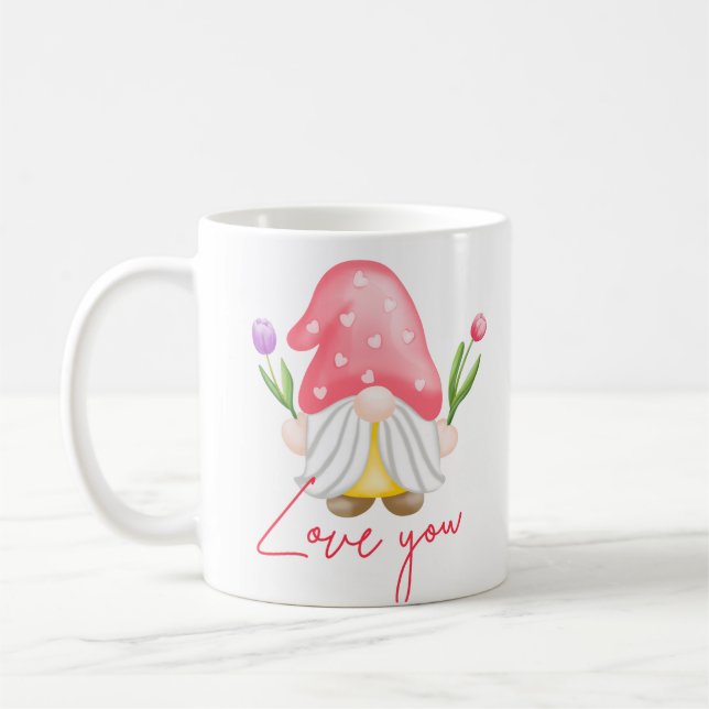 Taza De Café el día de San Valentín gnome personalizado persona (Izquierda)