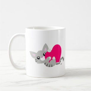 Taza De Café El día de San Valentín Gray Kitty Mug