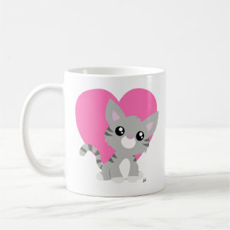 Taza De Café El día de San Valentín Gray Kitty Mug
