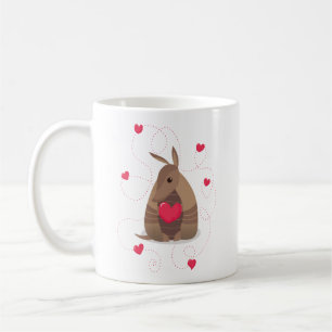 Taza De Café El día de San Valentín Heart Texas Armadillo