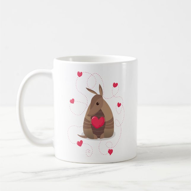 Taza De Café El día de San Valentín Heart Texas Armadillo (Izquierda)