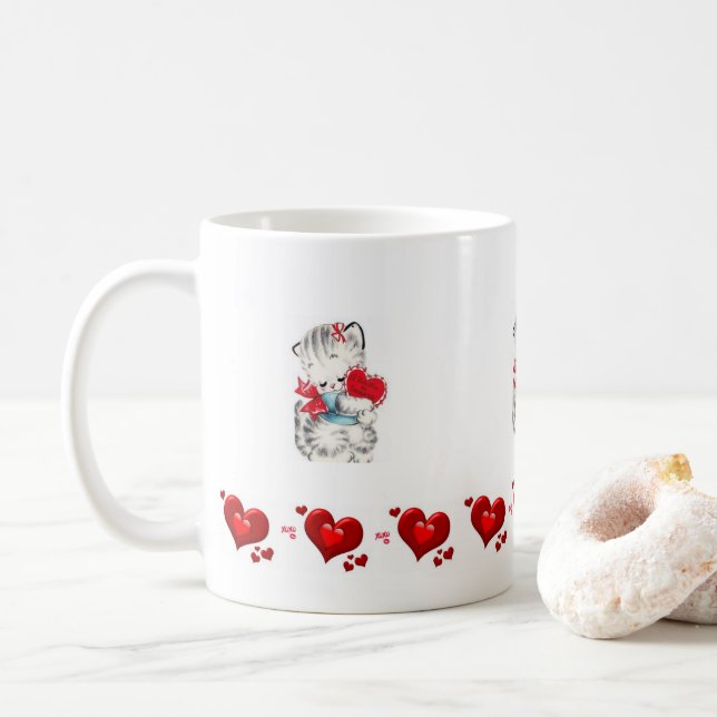 Taza De Café El día de San Valentín Kitten Mugs (Con donut)
