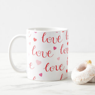 Taza De Café El día de San Valentín Love Hearts Red Pink Patter