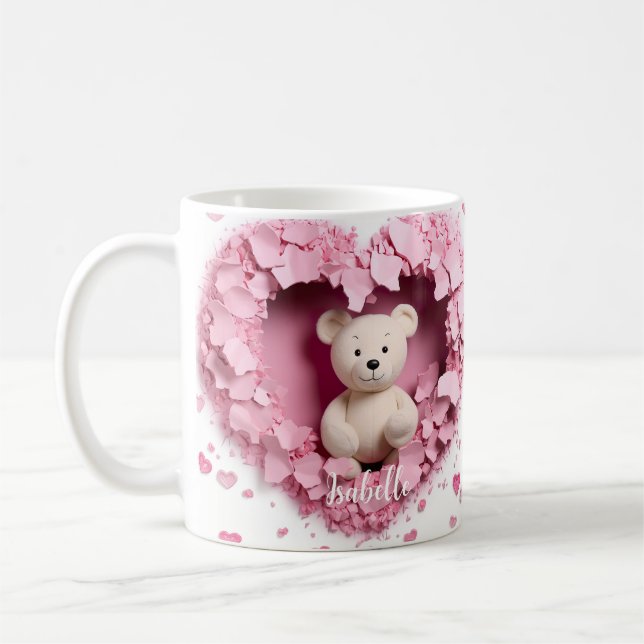 Taza De Café El día de San Valentín Mug 3D-Oso de peluche (Izquierda)
