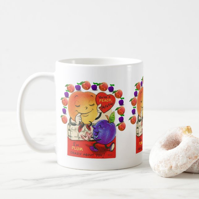 Taza De Café El día de San Valentín Peaches Plumas Mugs (Con donut)