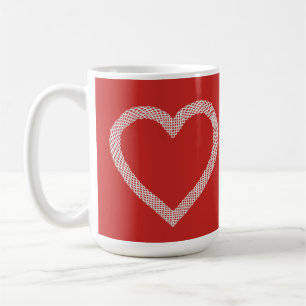 Taza De Café El día de San Valentín rojo del corazón del encaje