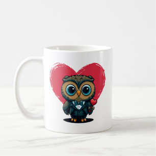Taza De Café El día de San Valentín Romance con Adorable Owl Gr