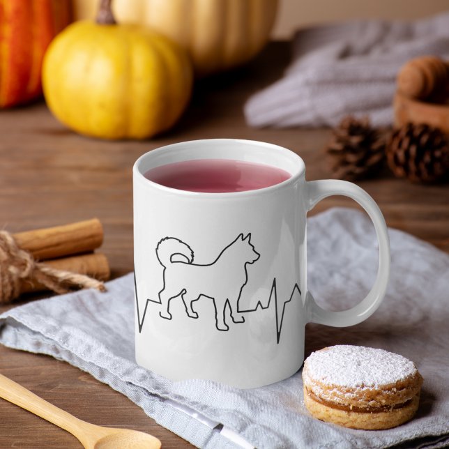 Taza De Café El día de San Valentín Siberian husky Heartbeat Do (Subido por el creador)