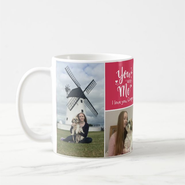 Taza De Café El día de San Valentín/te amo collage de fotos (Izquierda)