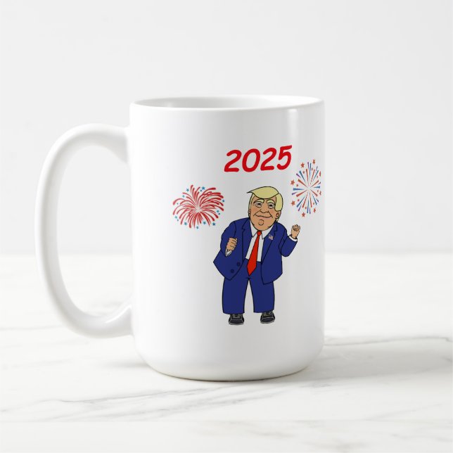 Taza De Café El diseño bailarín de Trump - 2025 (Izquierda)
