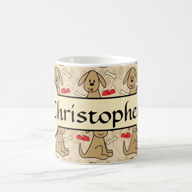 Taza De Café El diseño gráfico del perro de perrito de Brown (Centro)