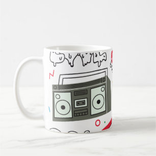 Taza De Café El doodle de los años 90 con caja de boom, televis