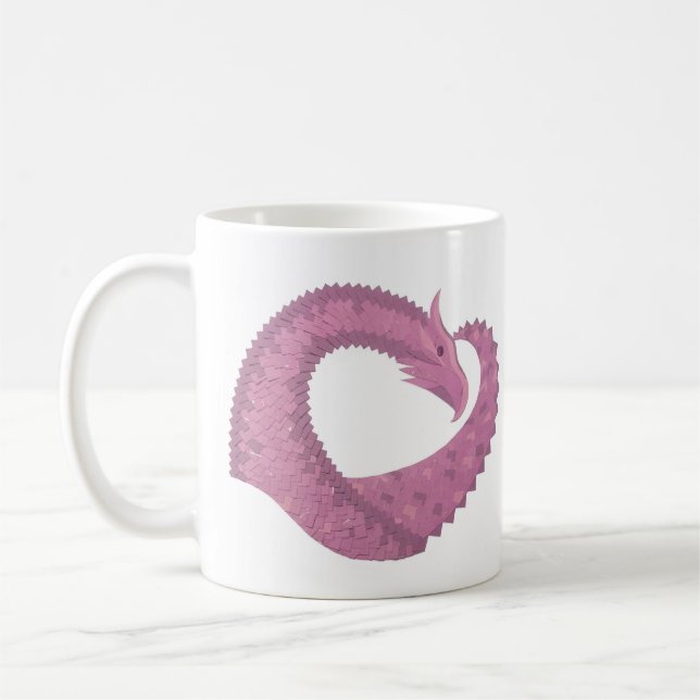 Taza De Café El dragón del corazón malva sobre blanco (Izquierda)