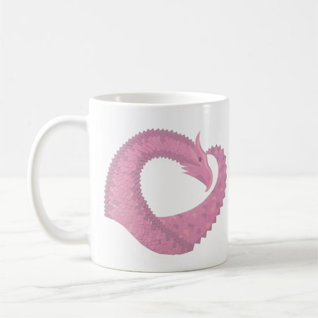 Taza De Café El dragón del corazón rosado en blanco (Izquierda)