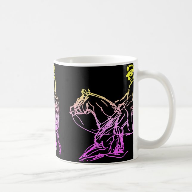 Taza De Café El Dressage 3 más bosqueja multicolor (Derecha)