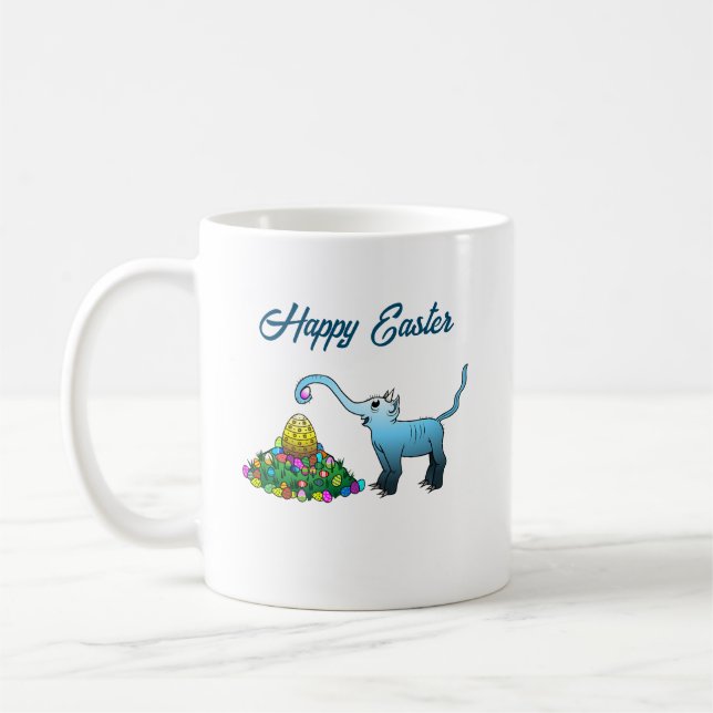 Taza De Café El elefante azul recoge huevos de Pascua (Izquierda)