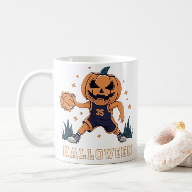 Taza De Café El enconado zorro de Jack-o'-Lantern: Noche de Hal (Con donut)