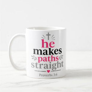 Taza De Café Él Endereza los Caminos Estímulo Cristiano