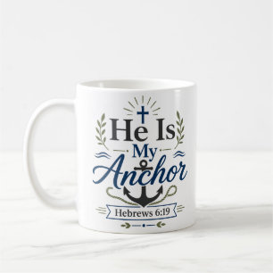 Taza De Café Él es mi ancla Devocional diario de fe