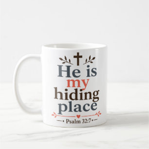 Taza De Café Él es mi lugar oculto Cita de las Escrituras Crist