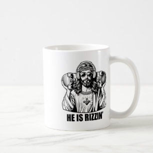 Taza De Café Él Es Rizzin Jesús Patineta Pascua Religioso Ris