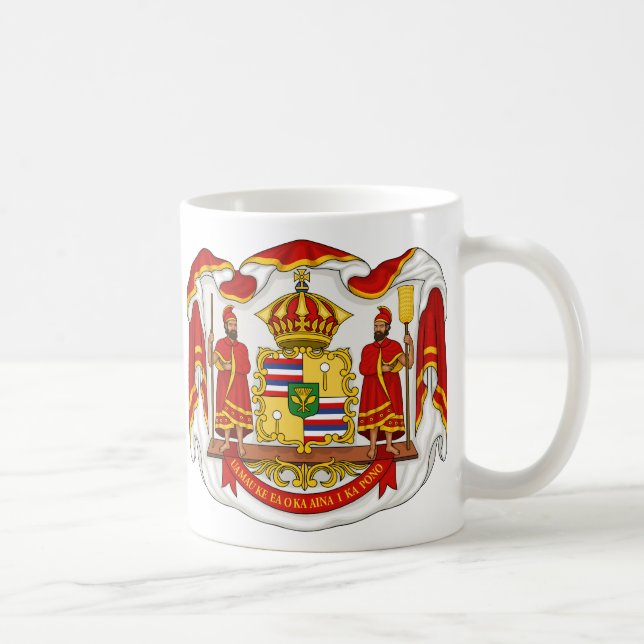 Taza De Café El escudo de armas real del Reino de Hawaii (Derecha)