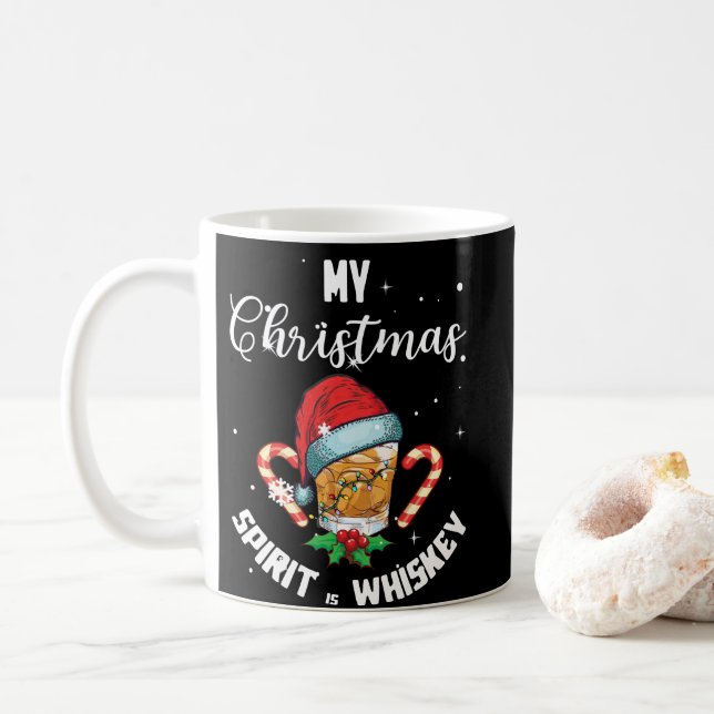 Taza De Café El Espíritu De Mis Navidades Es El Consumo De Whis (Con donut)