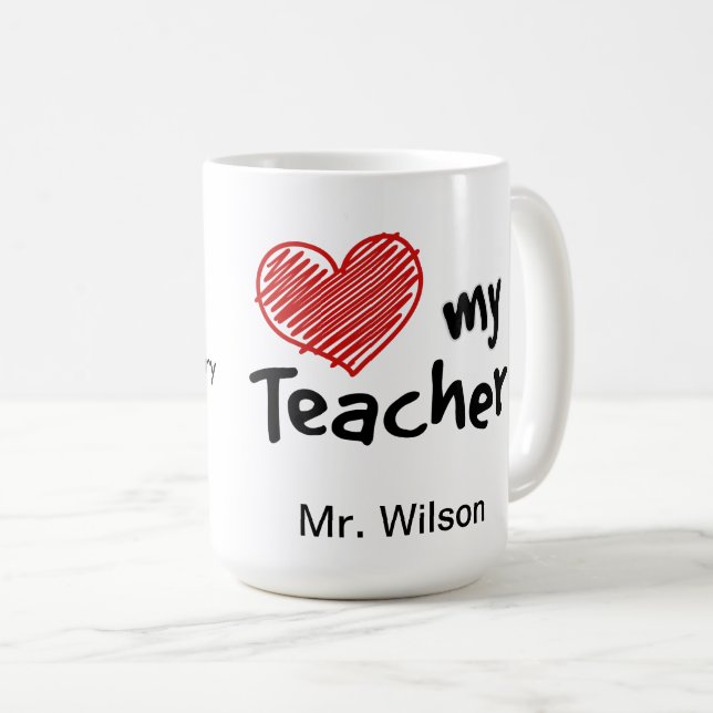Taza De Café El espíritu escolar ama a mi profesor (Anverso derecho)