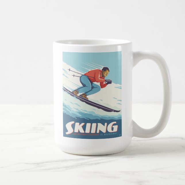 Taza De Café El esquí cree que la impresión retro (Derecha)