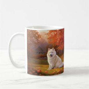 Taza De Café El esquimal americano en las hojas de otoño se ins