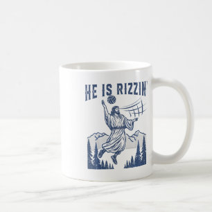 Taza De Café Él está Rizzin Volleybyll Jesús Feliz Pascua Diver