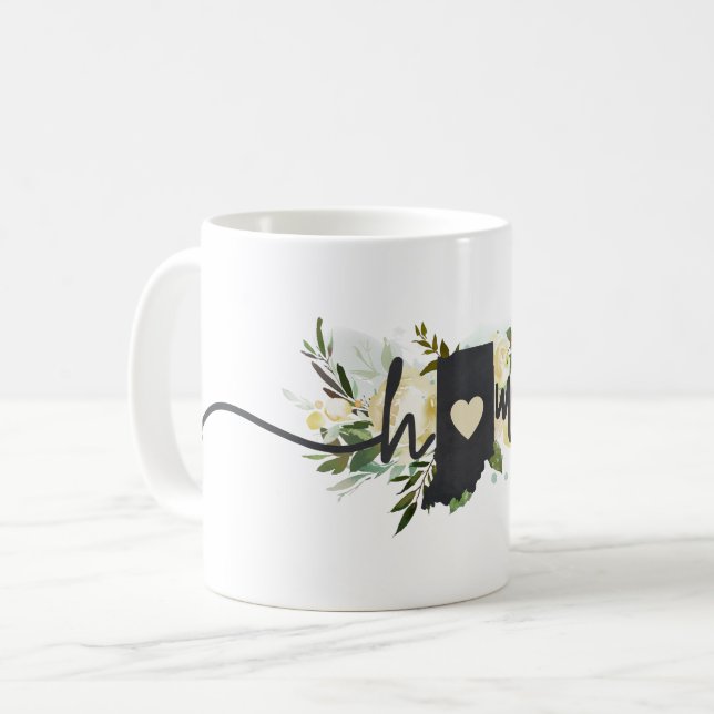 Taza De Café El estado de Indiana personalizó tu ciudad natal (Anverso izquierdo)