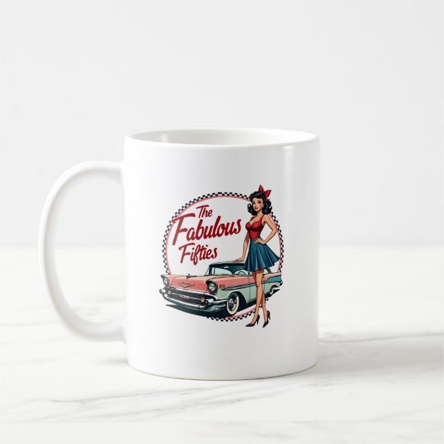 Taza De Café El fabuloso gráfico de los Chicas de autos Retro d (Izquierda)